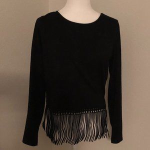 Price Drop!! Black lightweight sweater with fringe - SM